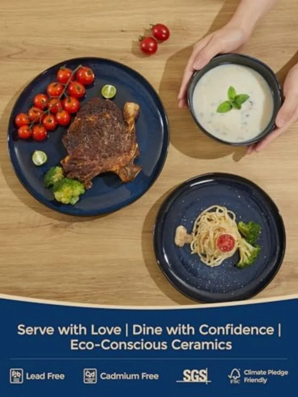 Stylish Stoneware Dinnerware Set for 4 - 12 Piece Ceramic Plates & Bowls